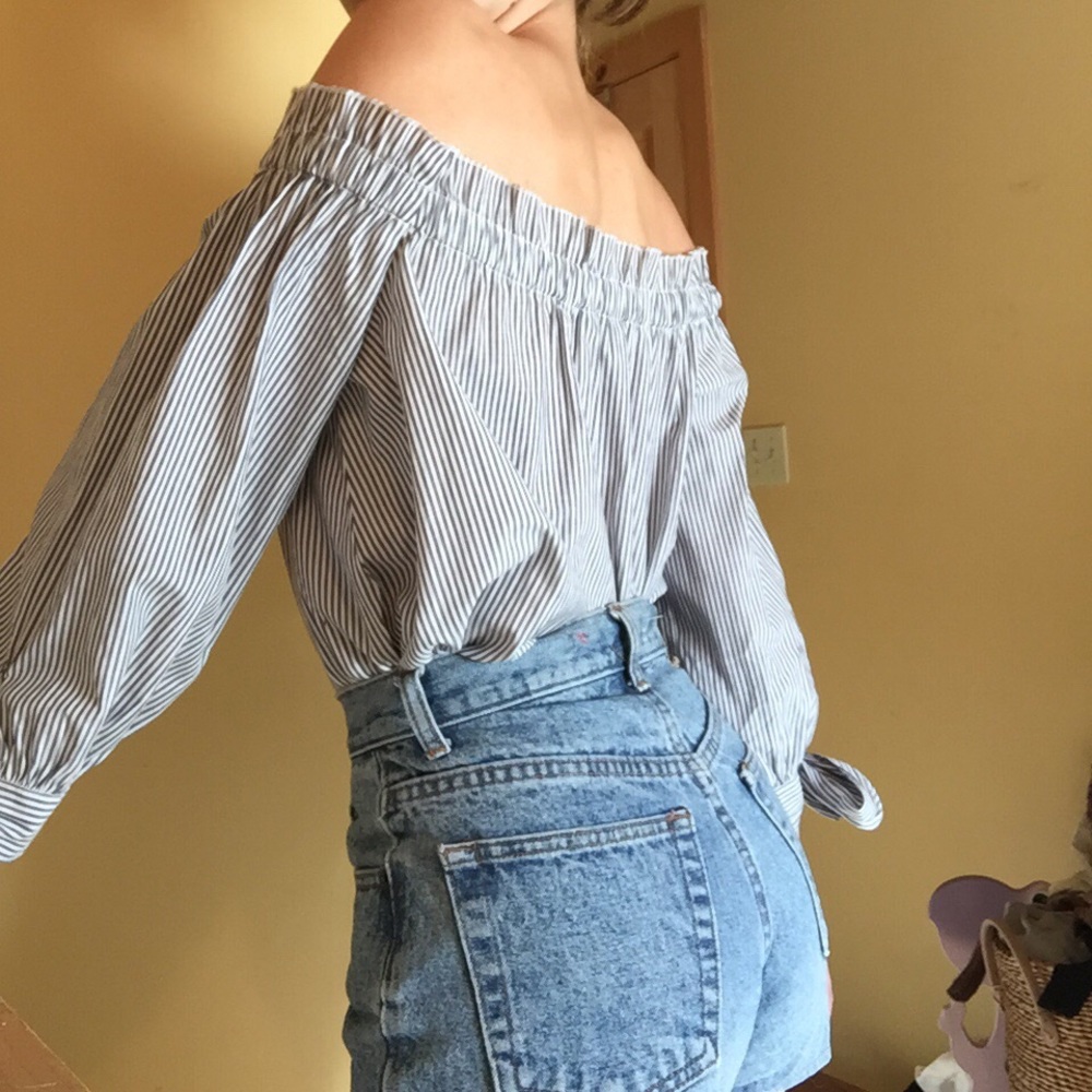 off the shoulder striped top